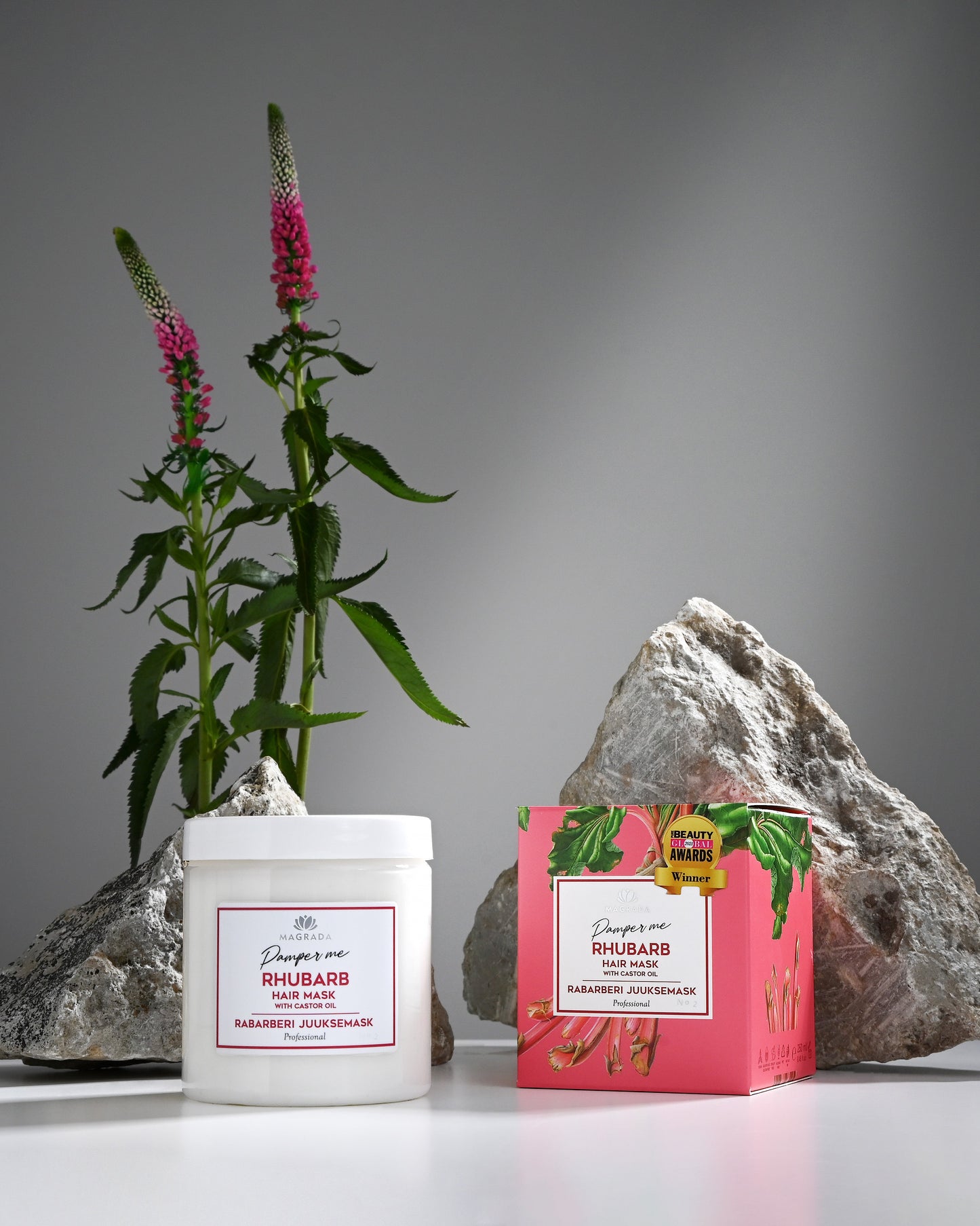 Rhubarb Hair Mask with Castor Oil – Deep Moisture & Shine – 250 ml Magrada Organic Cosmetics