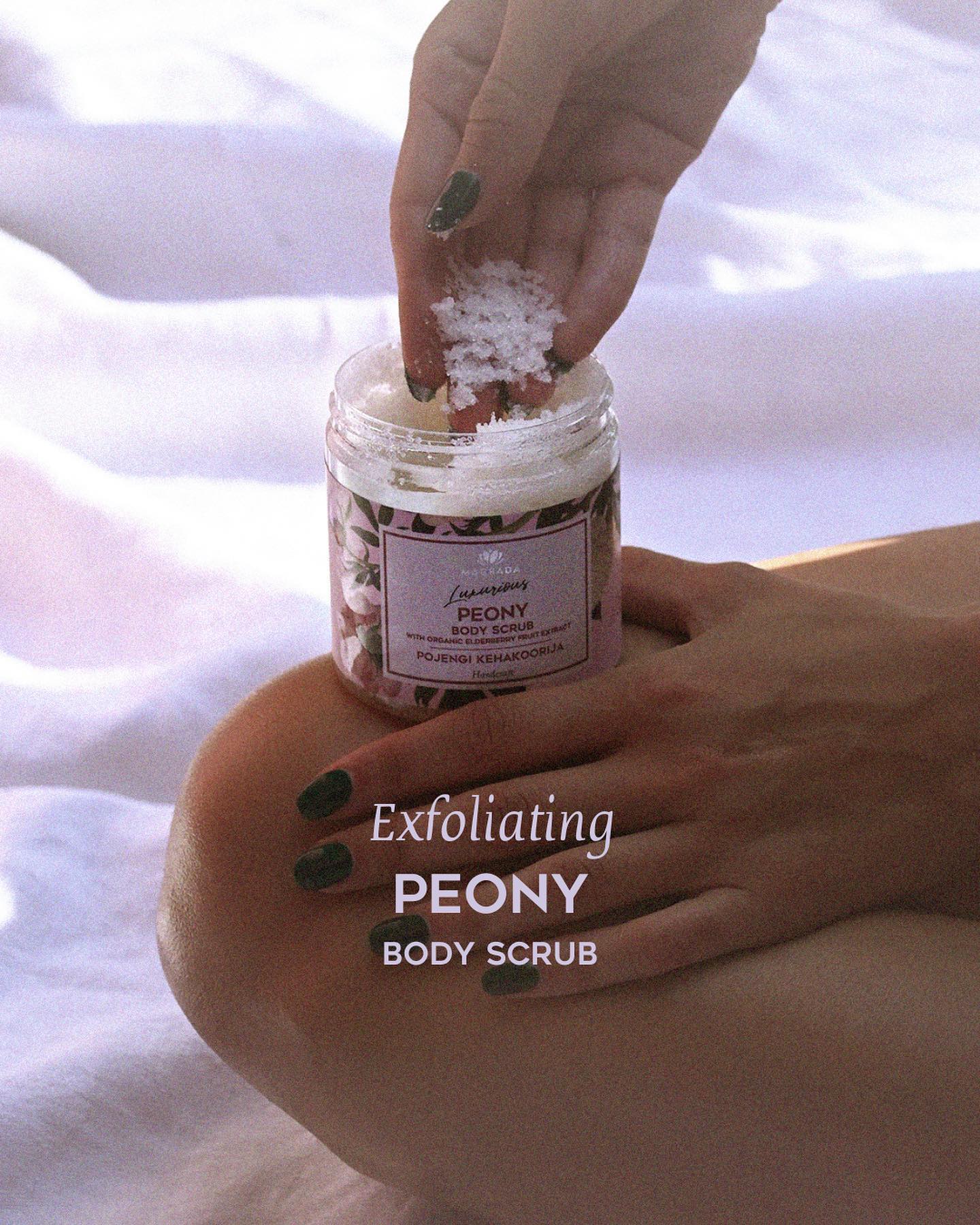 Peony Body Scrub with Organic Fruit Oils – 250ml Exfoliating & Hydrating Magrada Organic Cosmetics